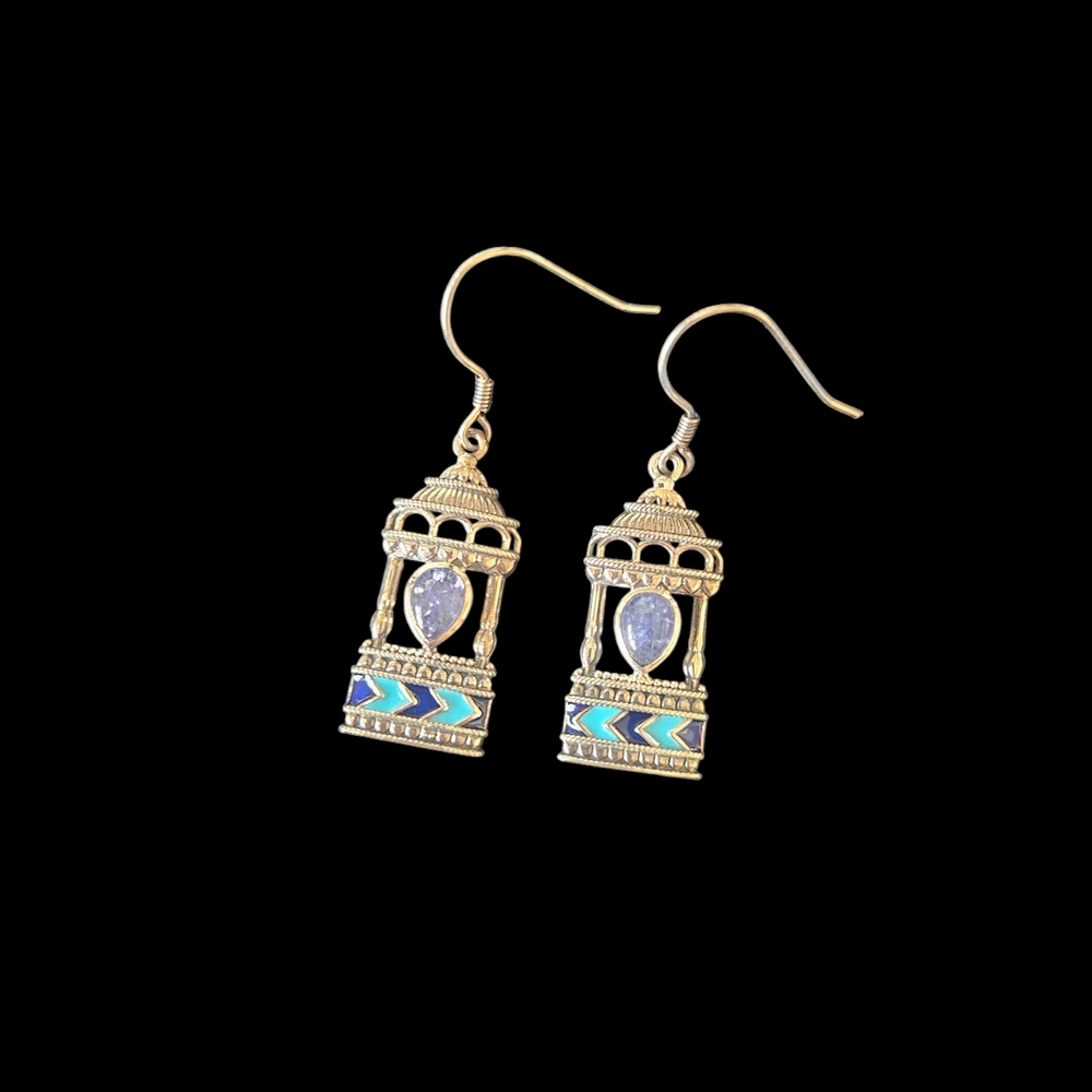 Tanzanite and Turquoise Dangle Earrings